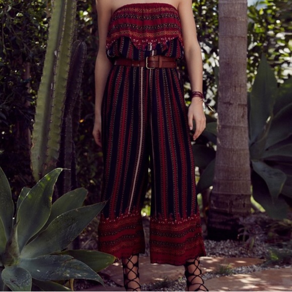 Free People Simone Flounce Boho Strapless Jumpsuit - Picture 4 of 15